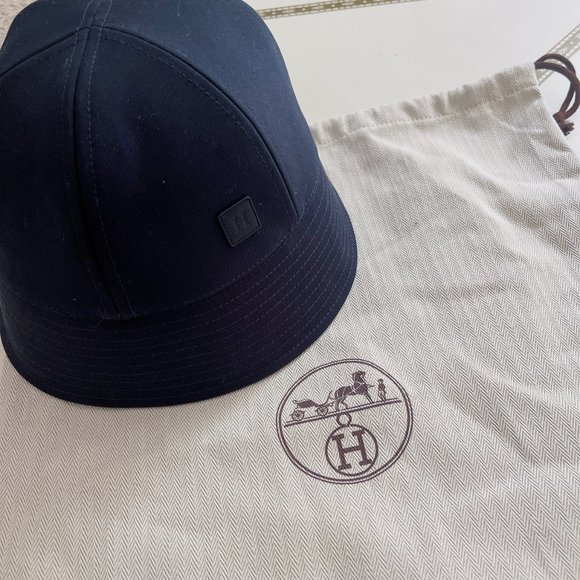 HERMES Cotton Devon Bucket Hat 59 Marine main image 7